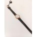 VINTAGE Lanvin γυναικείο ρολόι με επίχρυσο καντράν και μαύρο δερμάτινο λουράκι (VIN08)